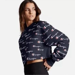 Champion reverse weave logo print cropped sweatshirt size medium